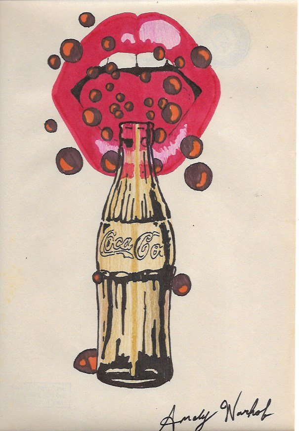 Mixed Media Andy Warhol Drawing on Paper: Mixed Media Andy Warhol Drawing on Paper . Approx Size: 12 x 8 1/2 inches. Provenance: Private NY Collection. It is being sold as is in the manner Style of artist. Good Condition See Photos.