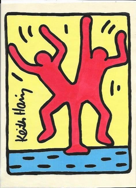Signed Keith Haring Mixed Media on Paper: Signed Keith Haring Mixed Media on Paper. Approx Size: 11 1/2 x 9 inches. Provenance: NY Collector.Sold as is in the manner or style of the artist. Good Condition. See photos.