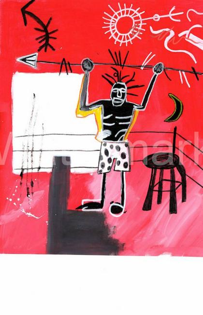 Jean Basquiat Mixed Media Neo-expressionism (1 of 1)