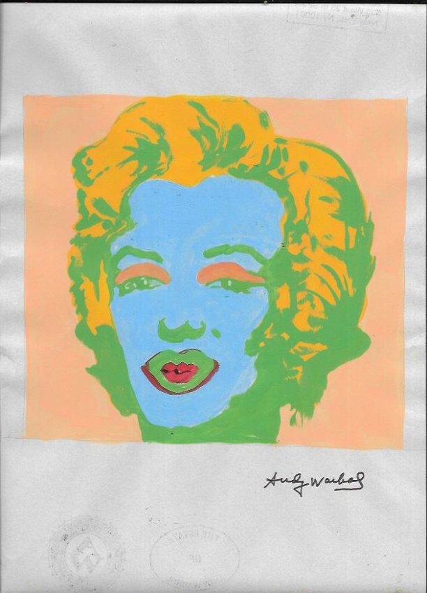 Signed Andy Warhol Mixed Media on Paper: Signed Andy Warhol Mixed Media on Paper. Approx Size: 11 3/4 x 8 1/2 inches. Provenance: NY Collector.Sold as is to the manner or style of the artist, Good Condition, See photos.