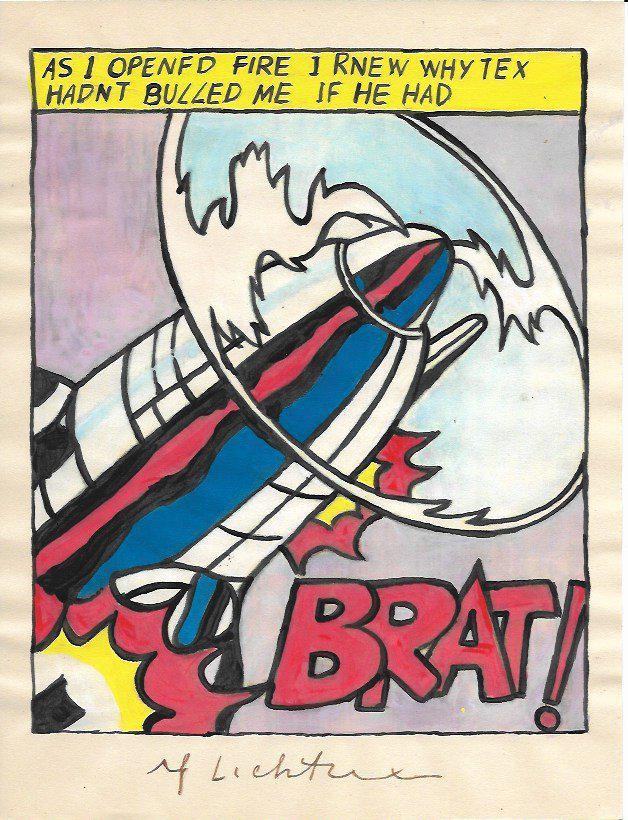 The Style of Roy Lichtenstein drawing on Paper: The Style of Roy Lichtenstein drawing on Paper.Size 11 1/2 x 8. Unframed. Provenance: Private Collector, NY. No Coa. Roy Fox Lichtenstein (October 27, 1923 - September 29, 1997) was an American pop ar