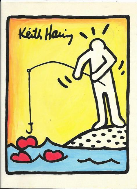Signed Keith Haring Mixed Media on Paper: Signed Keith Haring Mixed Media on Paper. Approx Size: 11 1/2 x 9 inches. Provenance: NY Collector.Sold as is in the manner or style of the artist. Good Condition. See photos.