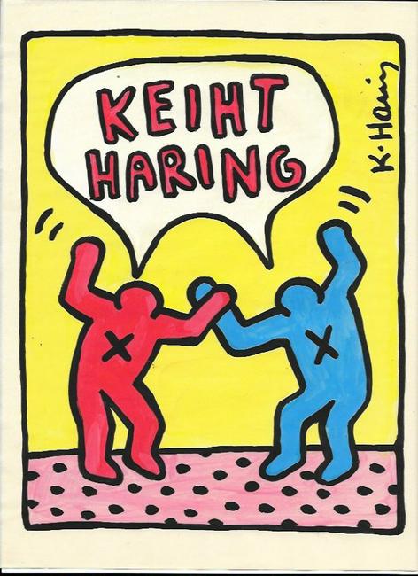 Signed Keith Haring Mixed Media on Paper: Signed Keith Haring Mixed Media on Paper. Approx Size: 11 1/2 x 9 inches. Provenance: NY Collector.Sold as is in the manner or style of the artist. Good Condition. See photos.