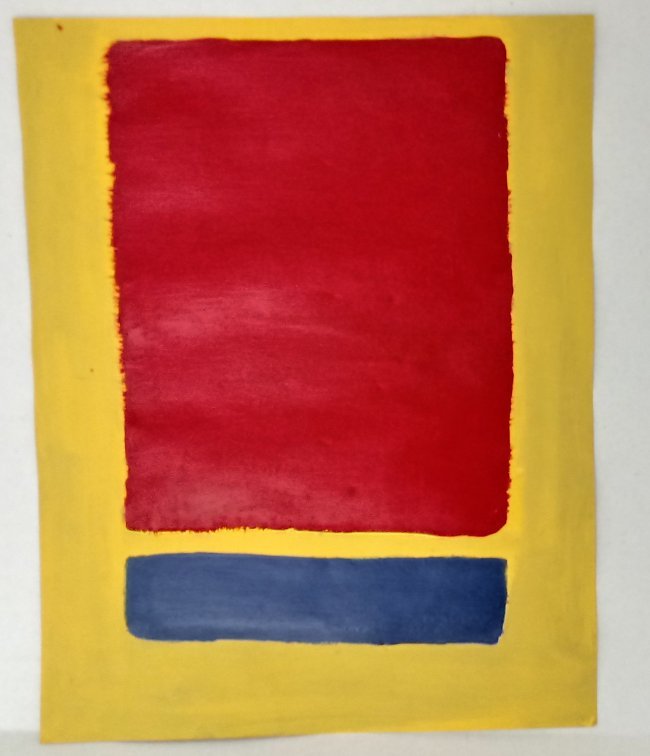 Mark Rothko Mixed Media on Paper.: Mark Rothko Mixed Media on Paper. Approx Size: 14 x 11 inches. Stamp signed on verso.Provenance: NY Collector.Sold as is to the manner or style of the artist, Good Condition, See photos.Mark Rothko, b