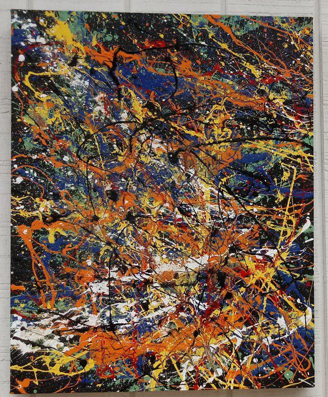 Jackson Pollock Abstract Painting on Canvas: Jackson Pollock Abstract Painting on Canvas -Approx Painting Size:30x 24 Inches. Painting is done in the modern, abstract expressionist style for which Pollock is known. It is being sold in the manner
