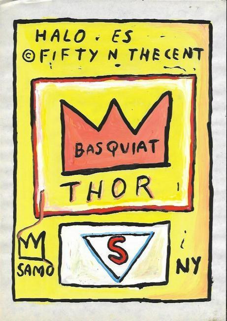 Jean Michel Basquiat Mixed Media Drawing on Paper. Apr (1 of 1)