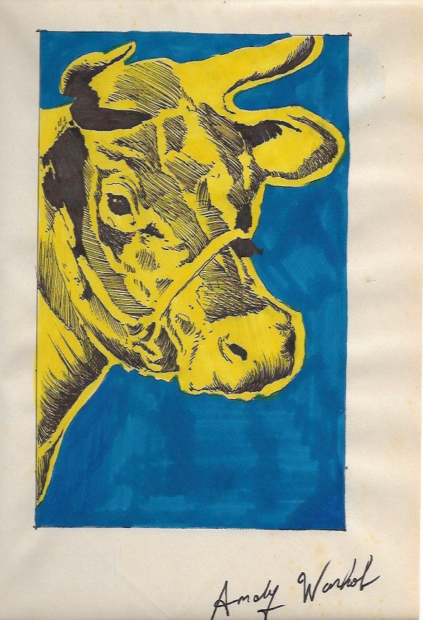 Andy Warhol Mixed Media Drawing: Andy Warhol Mixed Media Drawing acrylic and marker illustration on Paper signed. is executed in the contemporary, street art style of.The painting has no certificate of authenticity. Size: 12 x 8 1/2 