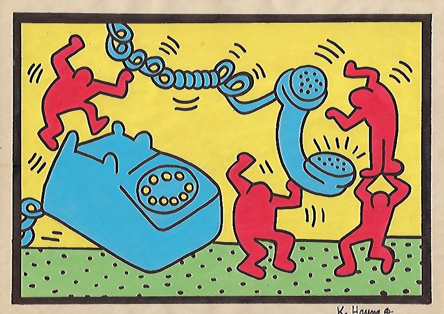 Keith Haring Mixed Media Drawing (1 of 2)