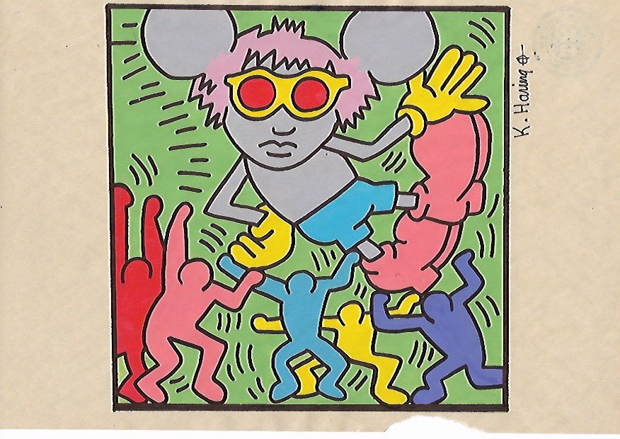Keith Haring Mixed Media Drawing (1 of 2)