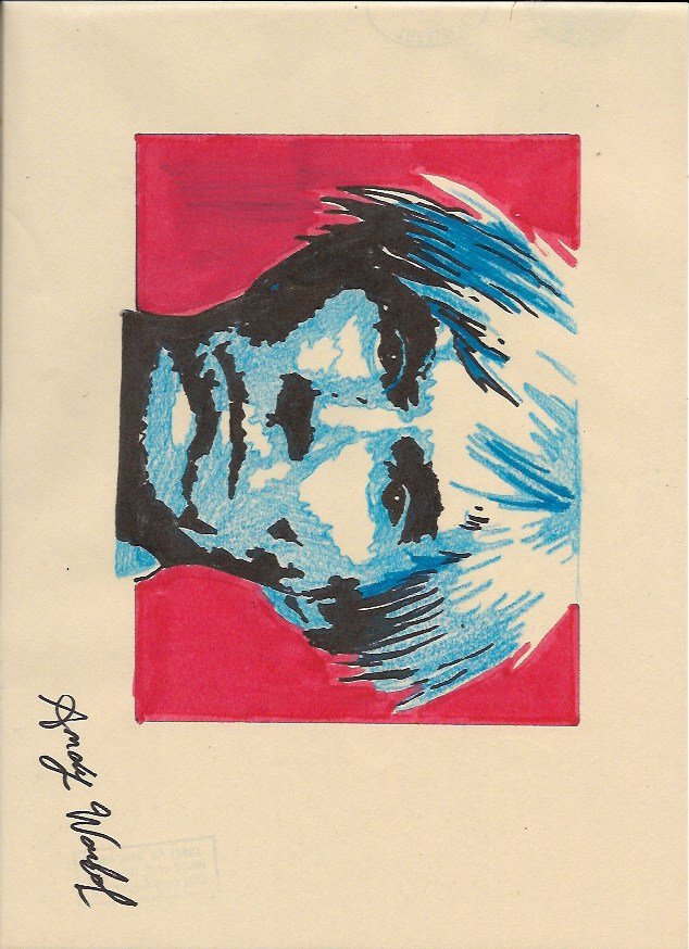 Signed Andy Warhol Mixed Media on Paper: Signed Andy Warhol Mixed Media on Paper. Approx Size: 11 3/4 x 8 1/2 inches. Provenance: NY Collector.Sold as is to the manner or style of the artist, Good Condition, See photos