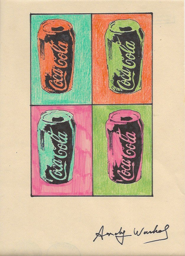Signed Andy Warhol Mixed Media on Paper: Signed Andy Warhol Mixed Media on Paper. Approx Size: 11 3/4 x 8 1/2 inches. Provenance: NY Collector.Sold as is to the manner or style of the artist, Good Condition, See photos