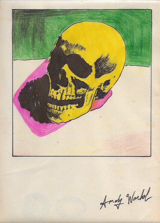 Signed Andy Warhol Mixed Media on Paper: Signed Andy Warhol Mixed Media on Paper. Approx Size: 11 3/4 x 8 1/2 inches. Provenance: NY Collector.Sold as is to the manner or style of the artist, Good Condition, See photos