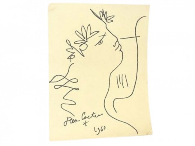 Jean Cocteau Mixed Media Drawing on Paper: In the style of Jean Cocteau Mixed Media Drawing on Paper. Aprox size 9 x 12 Inches. This item has limited provenance NY Collection. it doesnt have any documentation or cerfication, Sold as is to the 