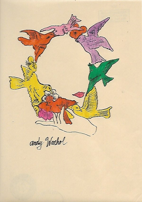Signed Andy Warhol Mixed Media on Paper: Signed Andy Warhol Mixed Media on Paper. Approx Size: 11 3/4 x 8 1/2 inches. Provenance: NY Collector.Sold as is to the manner or style of the artist, Good Condition, See photos