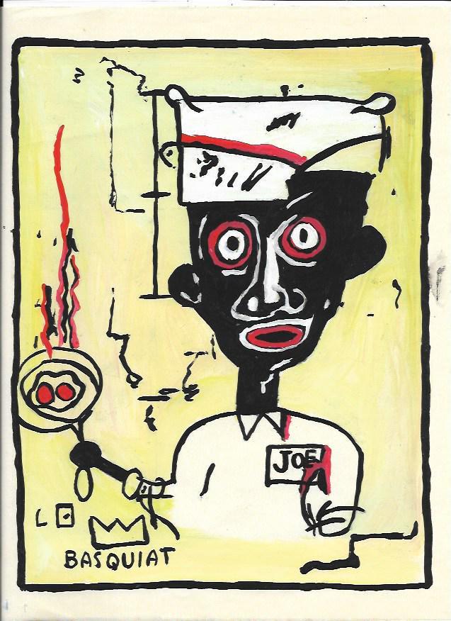 Jean Michel Basquiat Mixed Media Drawing on Paper: Jean Michel Basquiat Mixed Media Drawing on Paper. Aprox size 8 x 13 Inches.No documentation or cerfication, Sold as is to the manner or style of the artist, Good Condition, See photos.