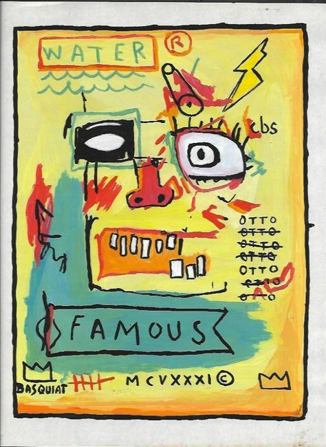 Jean Michel Basquiat Mixed Media Drawing on Paper. Apro: Jean Michel Basquiat Mixed Media Drawing on Paper. Aprox size 8 x 13 Inches. This item has limited provenance, it doesnt have any documentation or cerfication, Sold as is to the manner or style of the