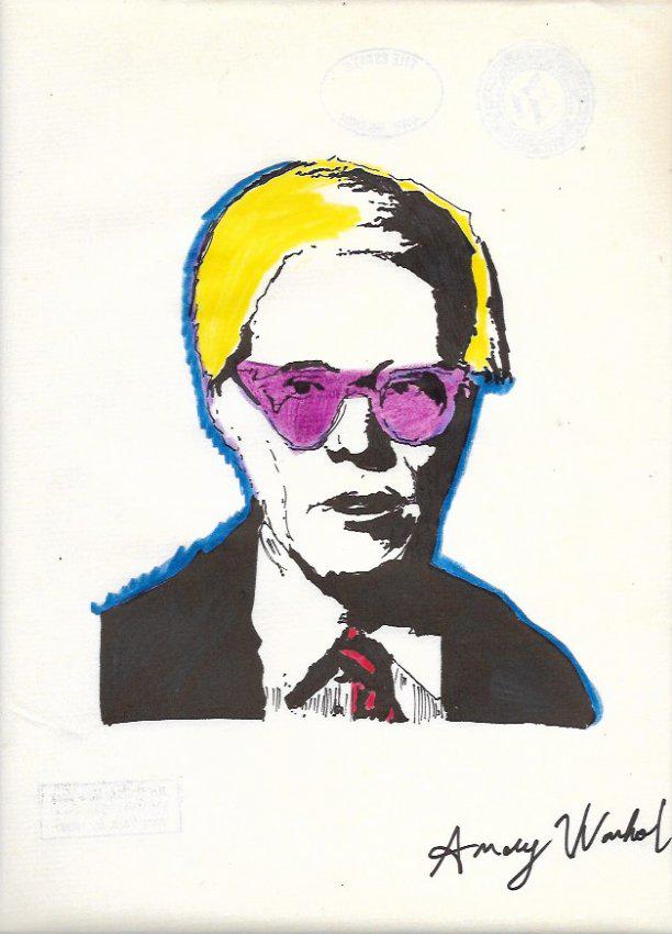 Mixed Media Andy Warhol Drawing on Paper . Approx Size:: Mixed Media Andy Warhol Drawing on Paper . Approx Size: 12 x 8 1/2 inches. Provenance: Private NY Collection. It is being sold as is in the manner Style of artist. Good Condition See Photos.
