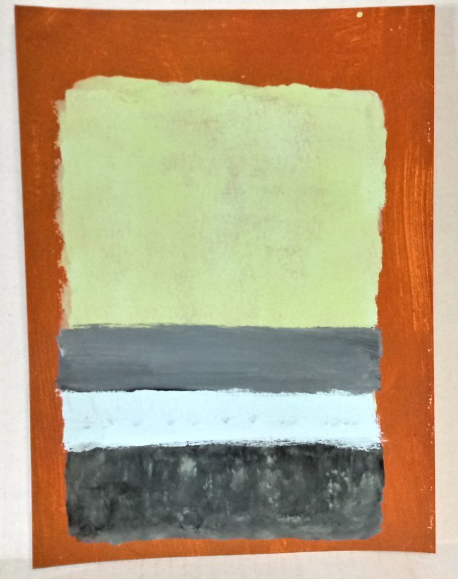 Mark Rothko Mixed Media on Paper.: Mark Rothko Mixed Media on Paper. Approx Size: 12 x 9 inches. Stamp signed on verso.Provenance: NY Collector.Sold as is to the manner or style of the artist, Good Condition, See photos.Mark Rothko, bo