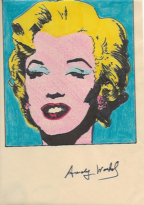 Signed Andy Warhol Mixed Media on Paper: Signed Andy Warhol Mixed Media on Paper. Approx Size: 11 3/4 x 8 1/2 inches. Provenance: NY Collector.Sold as is to the manner or style of the artist, Good Condition, See photos