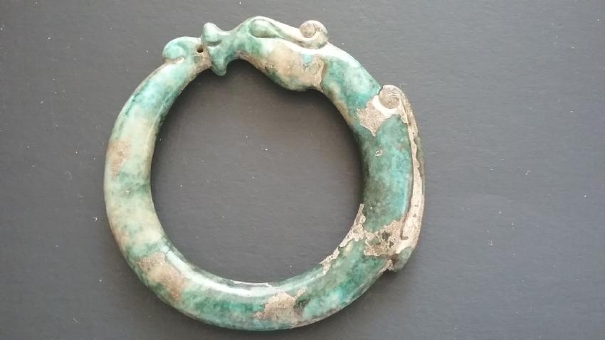 Antique Chinese hand-carved jade bangle. SIZE: inner: (1 of 1)