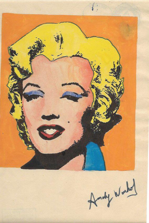 Signed Andy Warhol Mixed Media on Paper. Approx Size:: Signed Andy Warhol Mixed Media on Paper. Approx Size: 11 3/4 x 8 1/2 inches. Provenance: NY Collector.Sold as is to the manner or style of the artist, Good Condition, See photos.