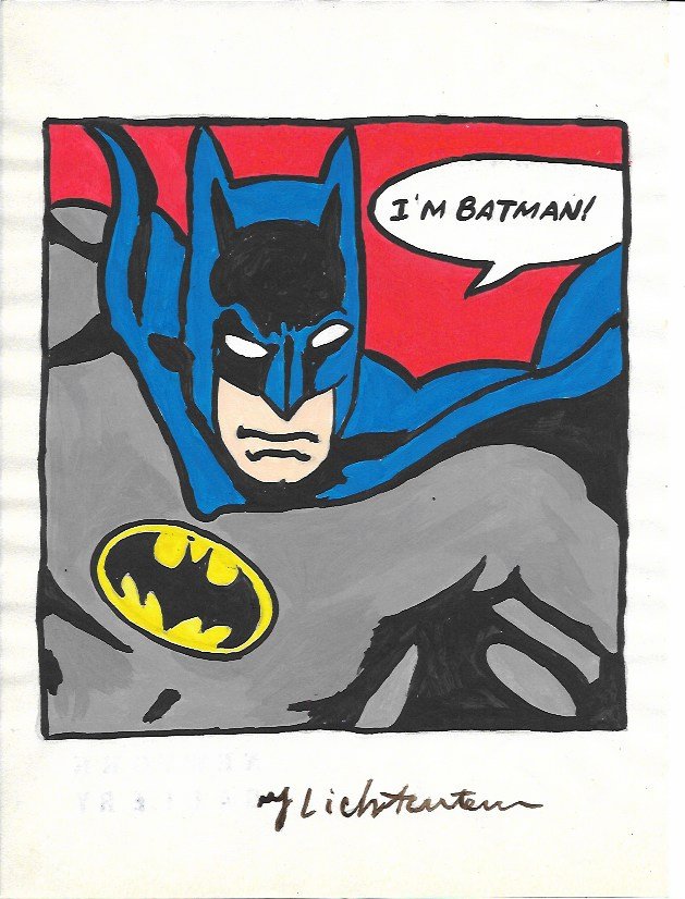 The Style of Roy Lichtenstein drawing on Paper: The Style of Roy Lichtenstein drawing on Paper.Size 11 1/2 x 8. Unframed. Provenance: Private Collector, NY. No Coa. Roy Fox Lichtenstein (October 27, 1923 - September 29, 1997) was an American pop ar