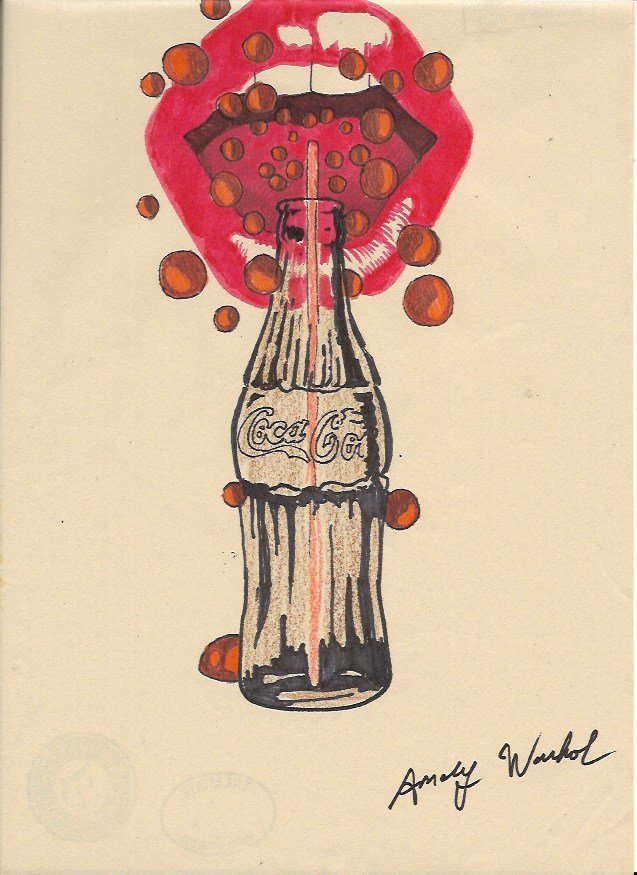 Signed Andy Warhol Mixed Media on Paper: Signed Andy Warhol Mixed Media on Paper. Approx Size: 11 3/4 x 8 1/2 inches. Provenance: NY Collector.Sold as is to the manner or style of the artist, Good Condition, See photos