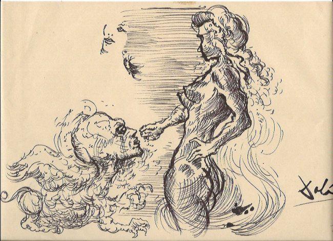 Salvado Dali Drawing on Paper.Signed (1 of 2)