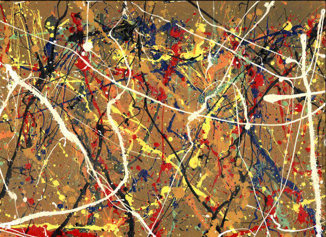 Jackson Pollock Abstract Painting on Paper -Approx: Jackson Pollock Abstract Painting on Paper -Approx Painting Size: 12 x 9 Inches. Painting is done in the modern, abstract expressionist style for which Pollock is known. It is being sold in the manner