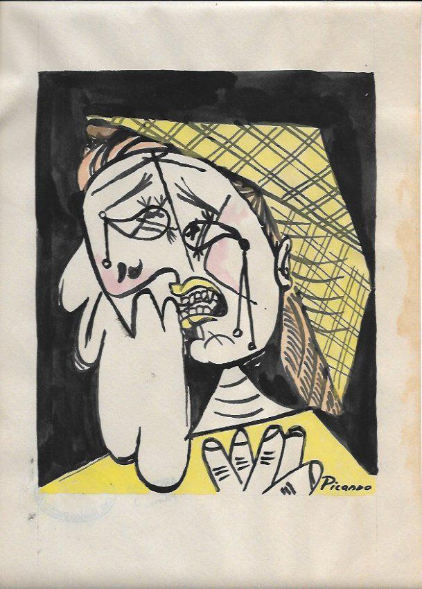 Signed Pablo Picasso Mixed Media on Paper (1 of 2)