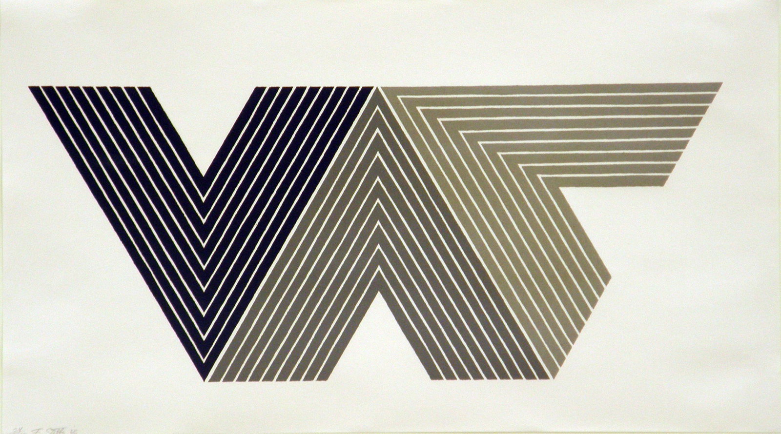 Frank Stella Print on Paper.: Frank Stella Print on Paper. Embossed Stamp.Size: 17 x 11 . No COA NO Document. Sold As is in the style of Artist.Frank Stella is an American painter, sculptor and printmaker, noted for his work in th