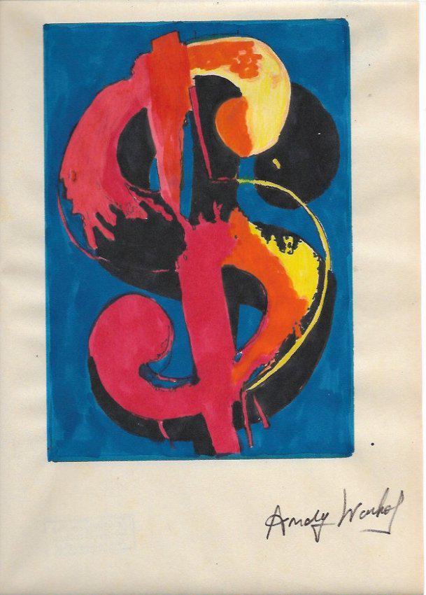 Mixed Media Andy Warhol Drawing on Paper . Approx Size:: Mixed Media Andy Warhol Drawing on Paper . Approx Size: 12 x 8 1/2 inches. Provenance: Private NY Collection. It is being sold as is in the manner Style of artist. Good Condition See Photos.