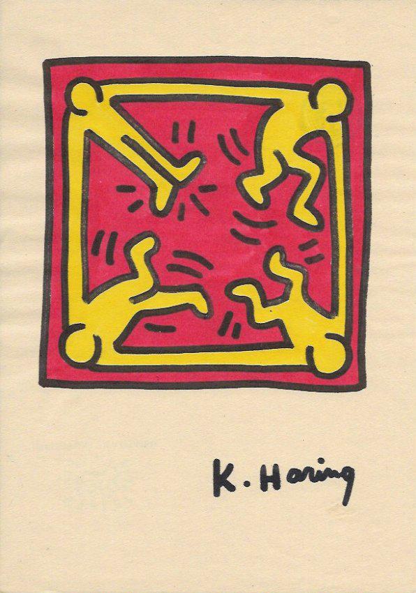 Keith Haring Mixed Media on Paper: Keith Haring Mixed Media on Paper. Approx Size: 11 1/2 x 9 inches. Provenance: NY Collector.Sold as is in the manner or style of the artist. Good Condition. See photos.