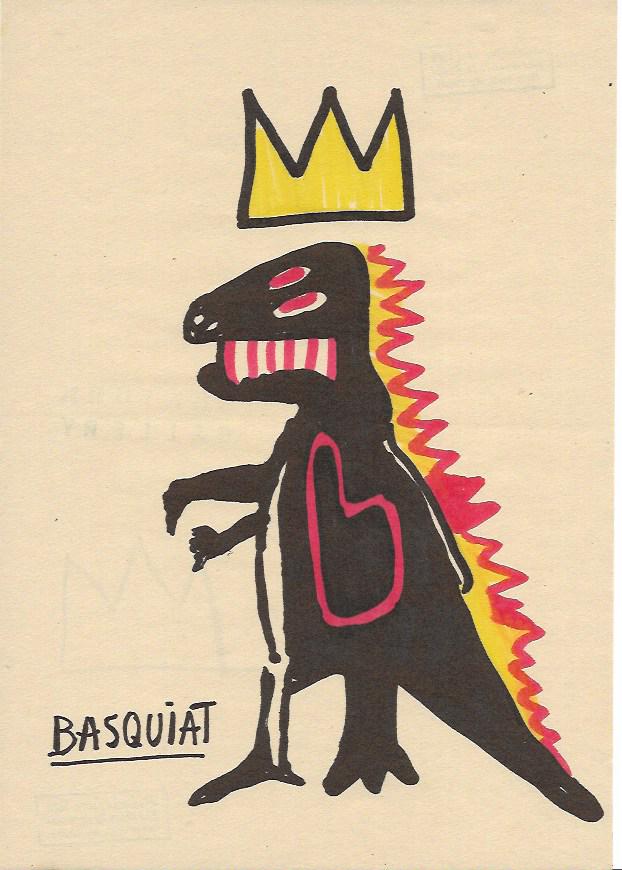 Jean Michel Basquiat Mixed Media Drawing on Paper.: Jean Michel Basquiat Mixed Media Drawing on Paper. Aprox size 8 x 13 Inches. provenance NY Collection. it doesnt have any documentation or cerfication, Sold as is to the manner or style of the artist,
