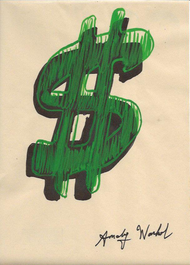 Signed Andy Warhol Mixed Media on Paper: Signed Andy Warhol Mixed Media on Paper. Approx Size: 11 3/4 x 8 1/2 inches. Provenance: NY Collector.Sold as is to the manner or style of the artist, Good Condition, See photos