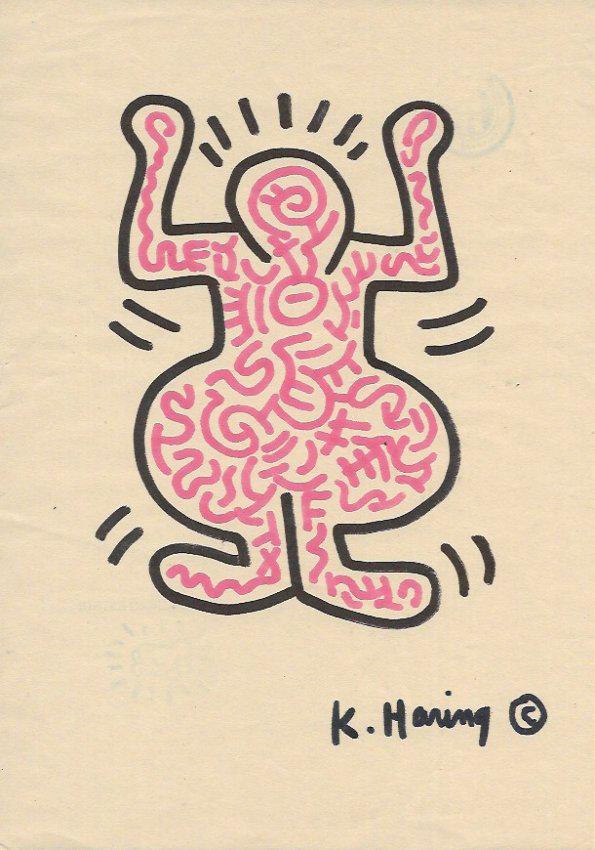 Keith Haring Mix Media Drawing: Keith Haring Mix Media Drawing Signed.Private Collection. Keith Allen Haring (May 4, 1958. February 16, 1990) was an American artist whose pop art and graffiti-like work grew out of the New York City