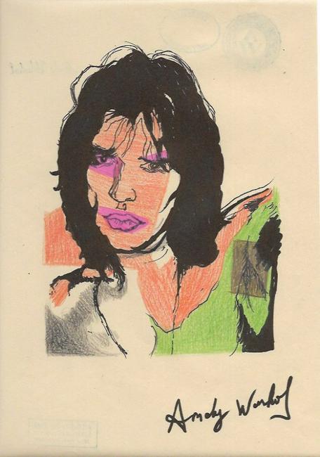 Signed Andy Warhol Mixed Media on Paper. Approx Size:: Signed Andy Warhol Mixed Media on Paper. Approx Size: 11 3/4 x 8 1/2 inches. Provenance: NY Collector.Sold as is to the manner or style of the artist, Good Condition, See photos.