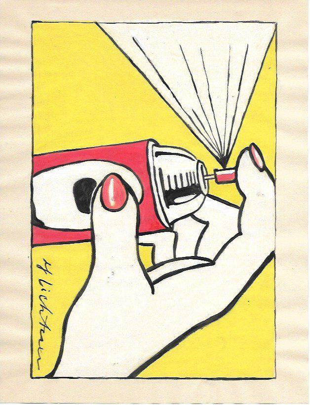 The Style of Roy Lichtenstein drawing on Paper.Size 11: The Style of Roy Lichtenstein drawing on Paper.Size 11 1/2 x 8. Unframed. Provenance: Private Collector, NY. No Coa. Roy Fox Lichtenstein (October 27, 1923 - September 29, 1997) was an American pop ar