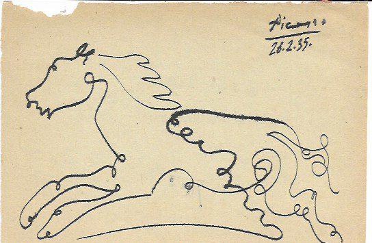 PABLO PICASSO DRAWING ON OLD PAPER. (1 of 2)