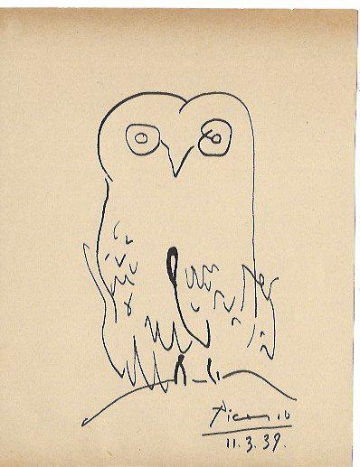 PABLO PICASSO DRAWING ON OLD PAPER. (1 of 2)