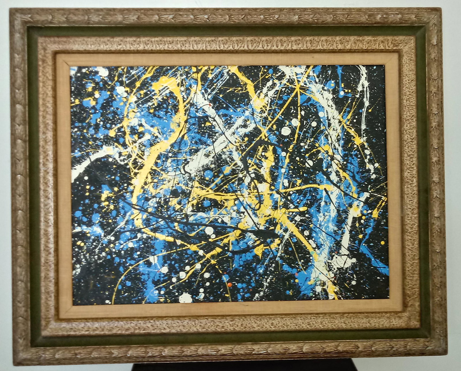 Jackson Pollock Abstract Painting on Canvas: Jackson Pollock Abstract Painting on Canvas -Approx Painting Size: 24 x 18 Inches. Approx Frame Size: 26 1/2 x 23 1/2 inches . NY Collector. Painting is done in the modern, abstract expressionist styl
