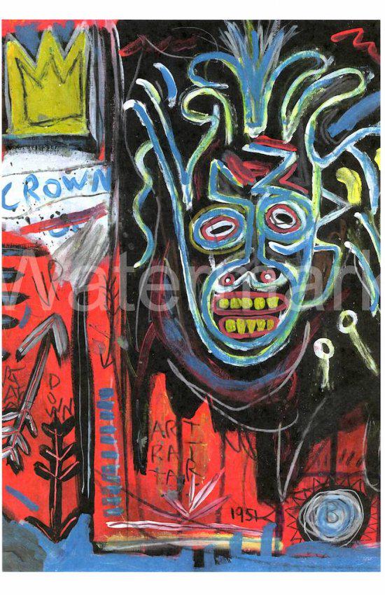 Jean Micheal Basquiat Print on Thick paper: Jean Micheal Basquiat Print on Thick paper. Style or manner of Artist.Size: 17 x 12 approx.Private NY Collector. Jean-Michel Basquiat (December 22, 1960 - August 12, 1988) was an American artist of Ha