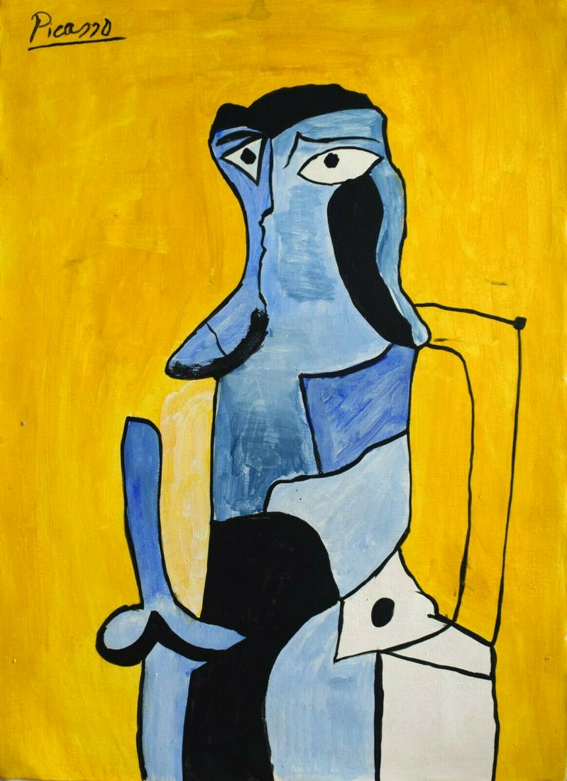 Picasso Vintage abstract painting on canvas signed (1 of 4)