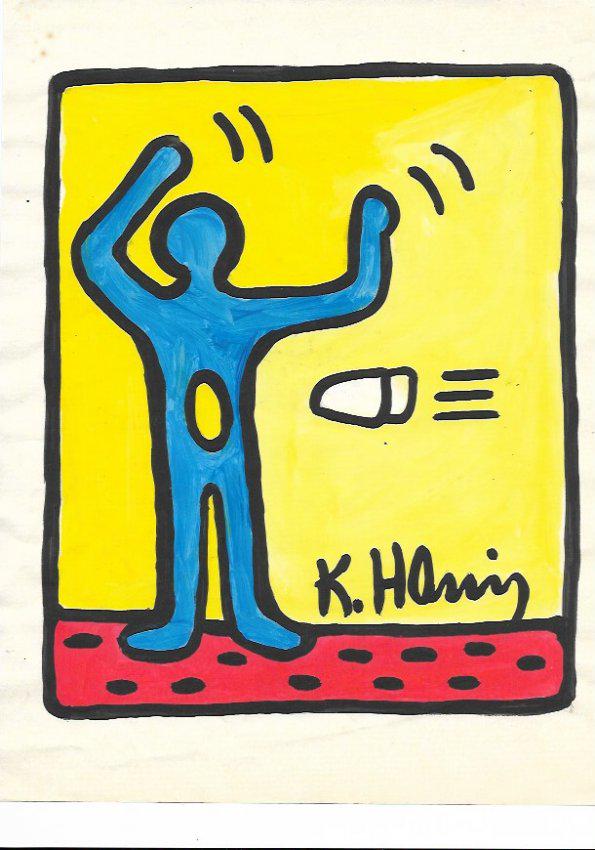 Keith Haring Mix Media Drawing: Keith Haring Mix Media Drawing Signed.Private Collection. Keith Allen Haring (May 4, 1958. February 16, 1990) was an American artist whose pop art and graffiti-like work grew out of the New York City