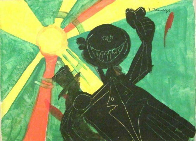 Abstract acrylic on canvas after Rufino Tamayo (1 of 3)