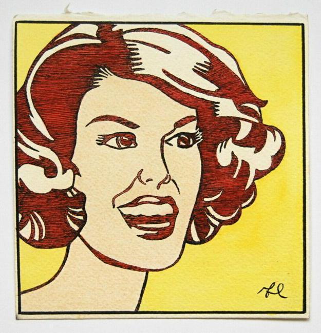 In The Style of Roy Lichtenstein drawing.: In The Style of Roy Lichtenstein small drawing. Size: 5 X 5.5 inches approx. Unframed. Provenance: Private Collector, NY. No Coa. Roy Fox Lichtenstein (October 27, 1923 - September 29, 1997) was an Am
