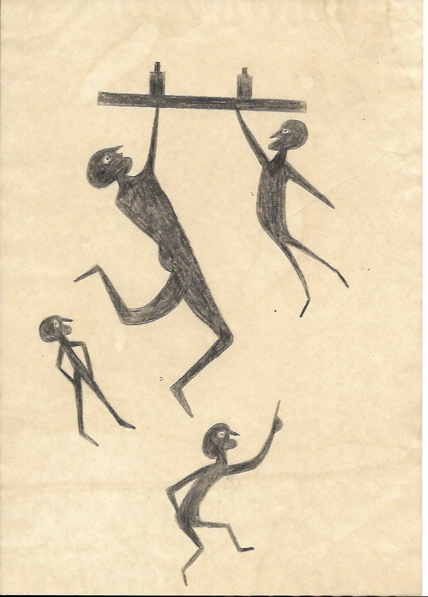 Bill Traylor Outsider Artist Drawing: Bill Traylor Outsider Artist Drawing on Paper. Size: 17 x 11 inches.This work is being offered as-is, as in manner of or as style of the artist. William -Bill- Traylor (April 1, 1853 October 23, 1949)