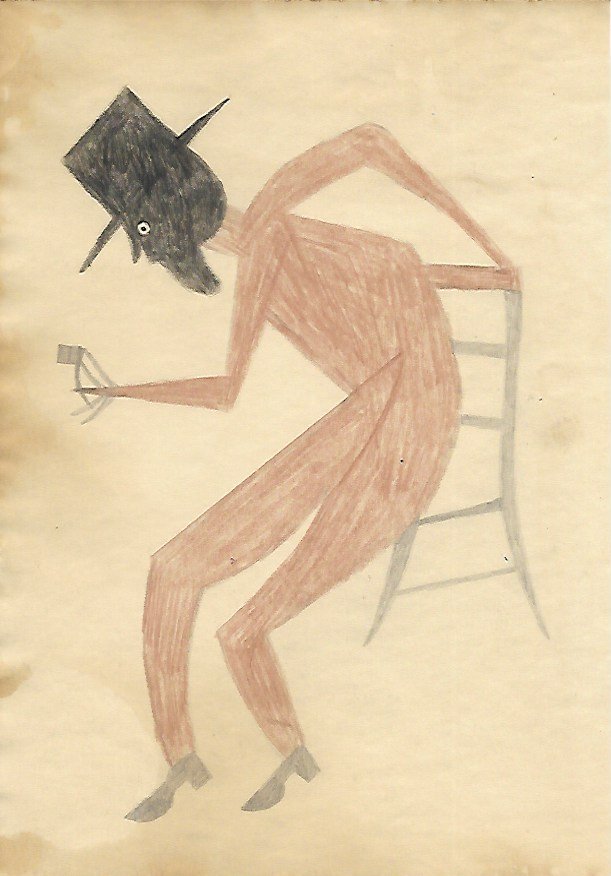 Bill Traylor Outsider Artist Drawing: Bill Traylor Outsider Artist Drawing on Paper. Size: 17 x 11 inches.This work is being offered as-is, as in manner of or as style of the artist. William -Bill- Traylor (April 1, 1853 October 23, 1949)