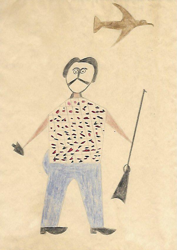 Bill Traylor Outsider Artist Drawing: Bill Traylor Outsider Artist Drawing on Paper. Size: 17 x 11 inches.This work is being offered as-is, as in manner of or as style of the artist. William -Bill- Traylor (April 1, 1853 October 23, 1949)