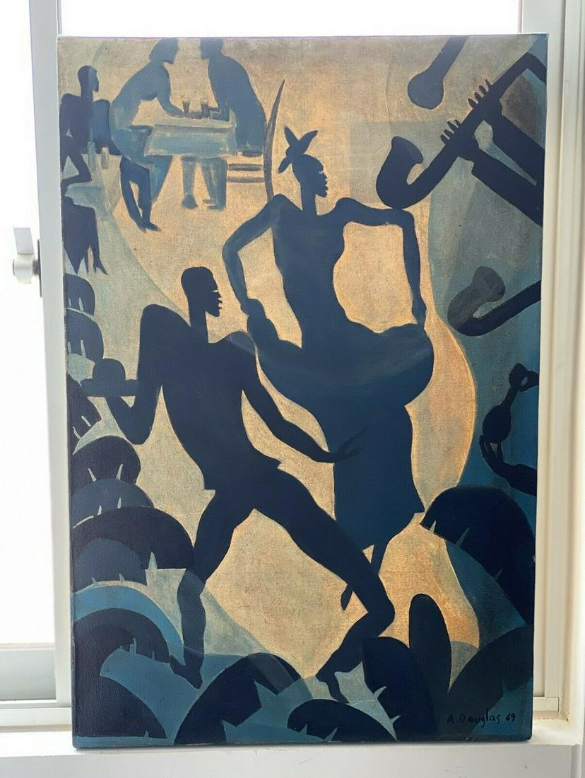 AARON DOUGLAS  OIL ON CANVAS SIGNED (1 of 2)